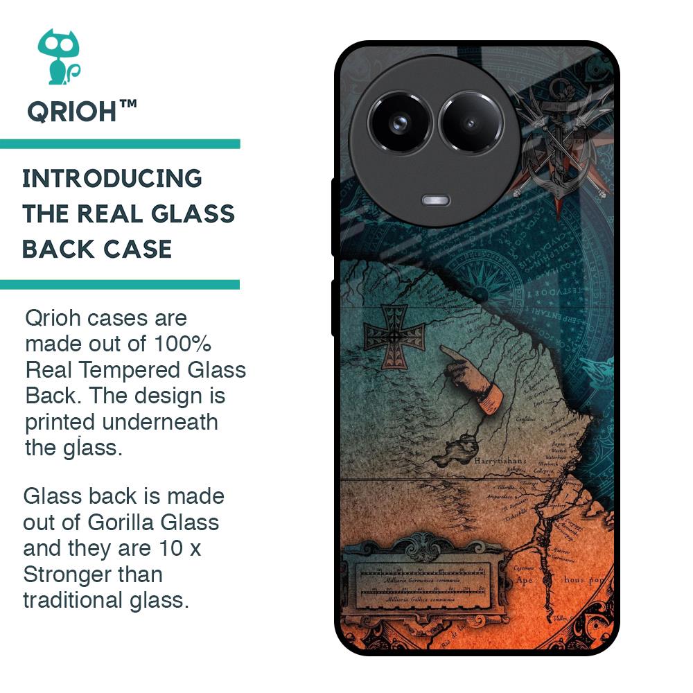 Geographical Map Glass Case for Realme 11x 5G