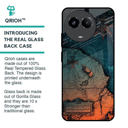 Geographical Map Glass Case for Realme 11x 5G