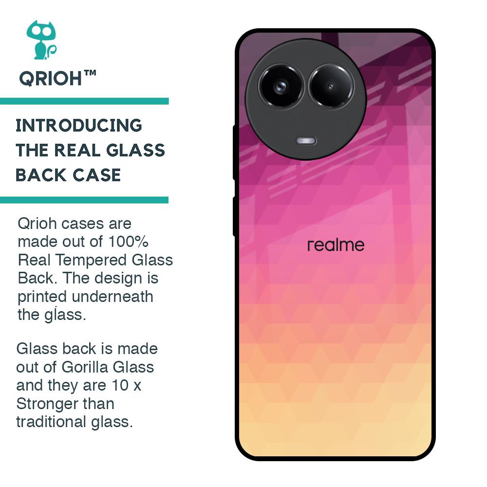 Geometric Pink Diamond Glass Case for Realme 11x 5G