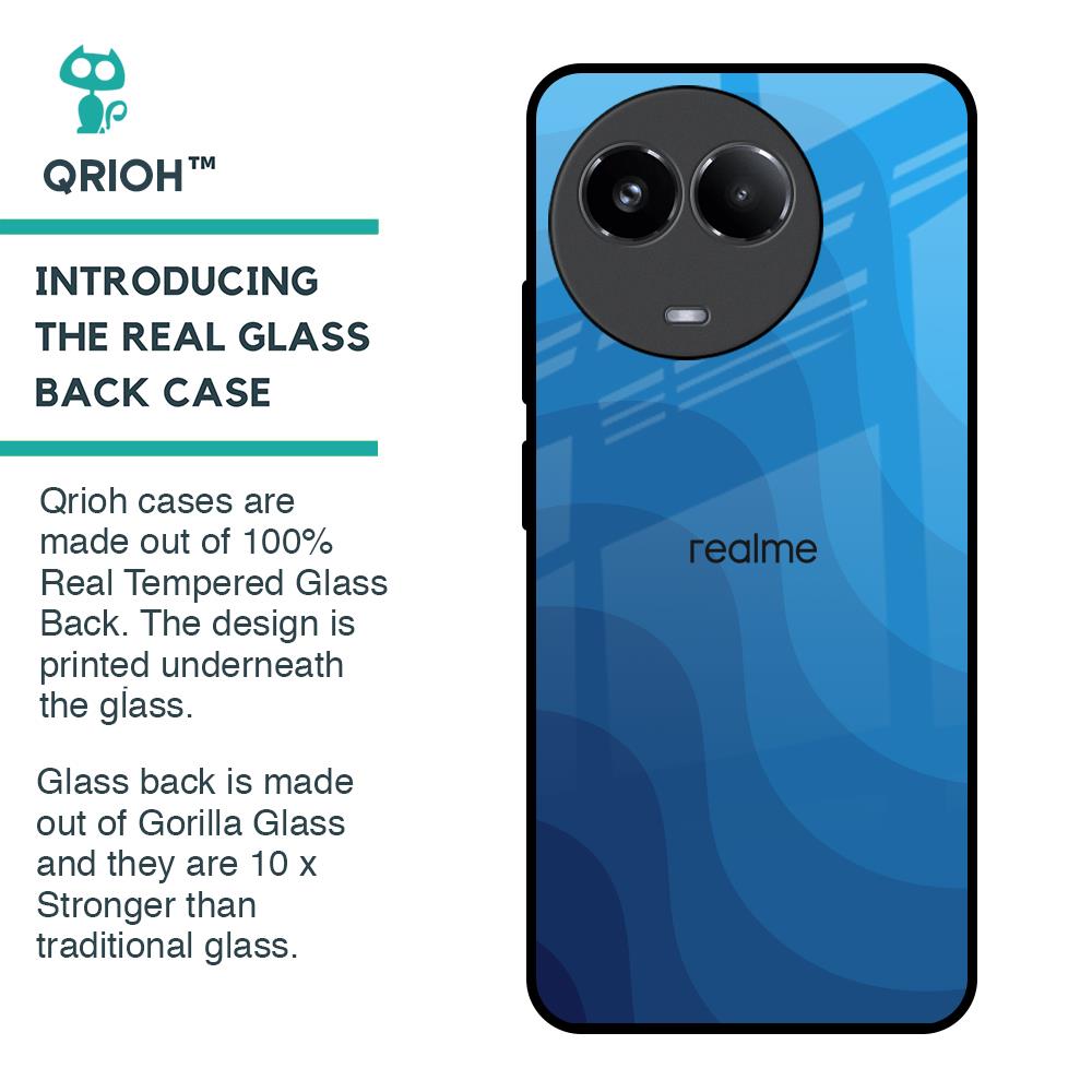 Blue Wave Abstract Glass Case for Realme 11x 5G
