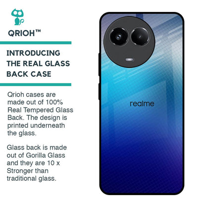 Blue Rhombus Pattern Glass Case for Realme 11x 5G