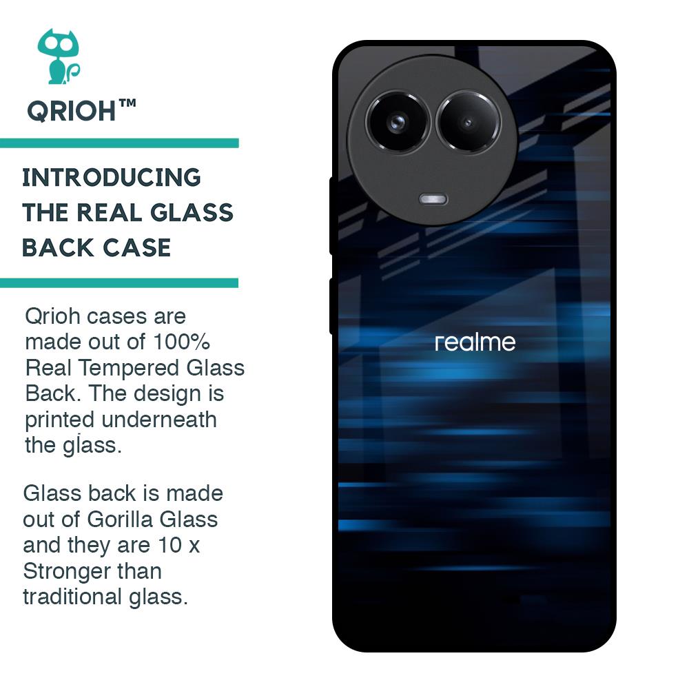 Blue Rough Abstract Glass Case for Realme 11x 5G
