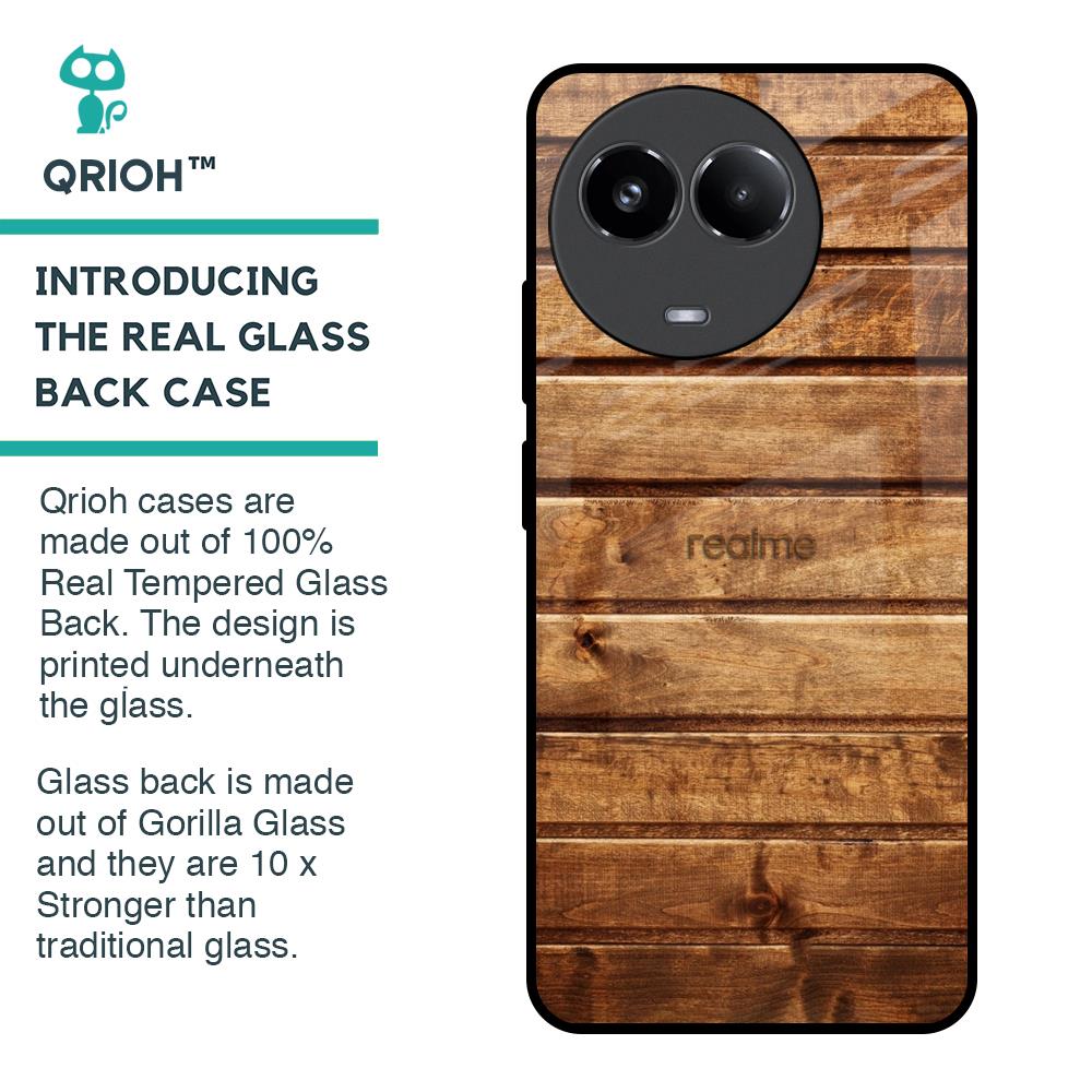 Wooden Planks Glass Case for Realme 11x 5G