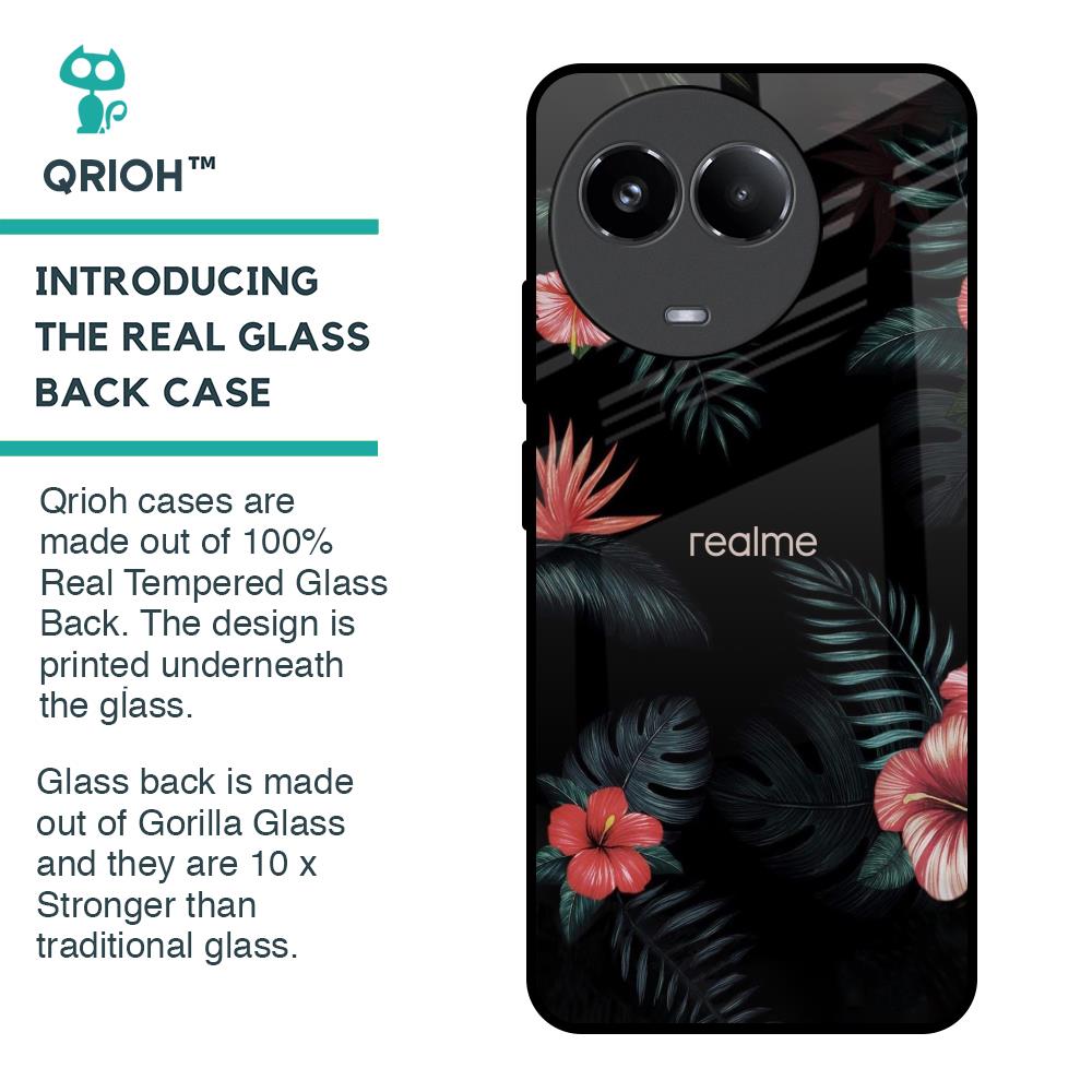 Tropical Art Flower Glass Case for Realme 11x 5G