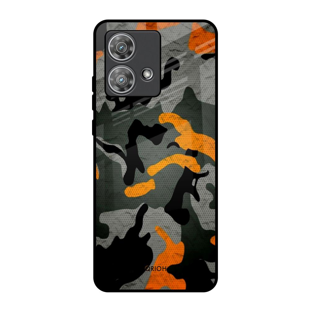 Camouflage Orange Motorola Edge 40 Neo Glass Back Cover Online