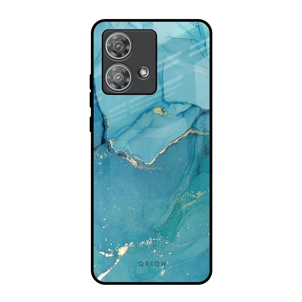 Blue Golden Glitter Motorola Edge 40 Neo Glass Back Cover Online