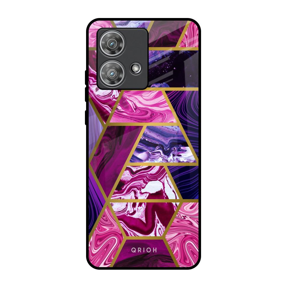 Electroplated Geometric Marble Motorola Edge 40 Neo Glass Back Cover Online