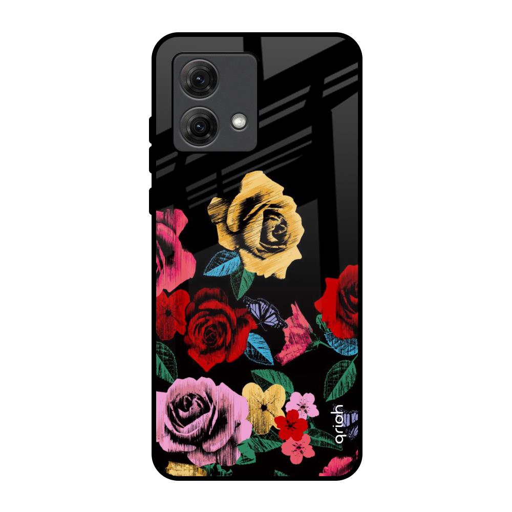 Floral Decorative Motorola G84 5G Glass Back Cover Online