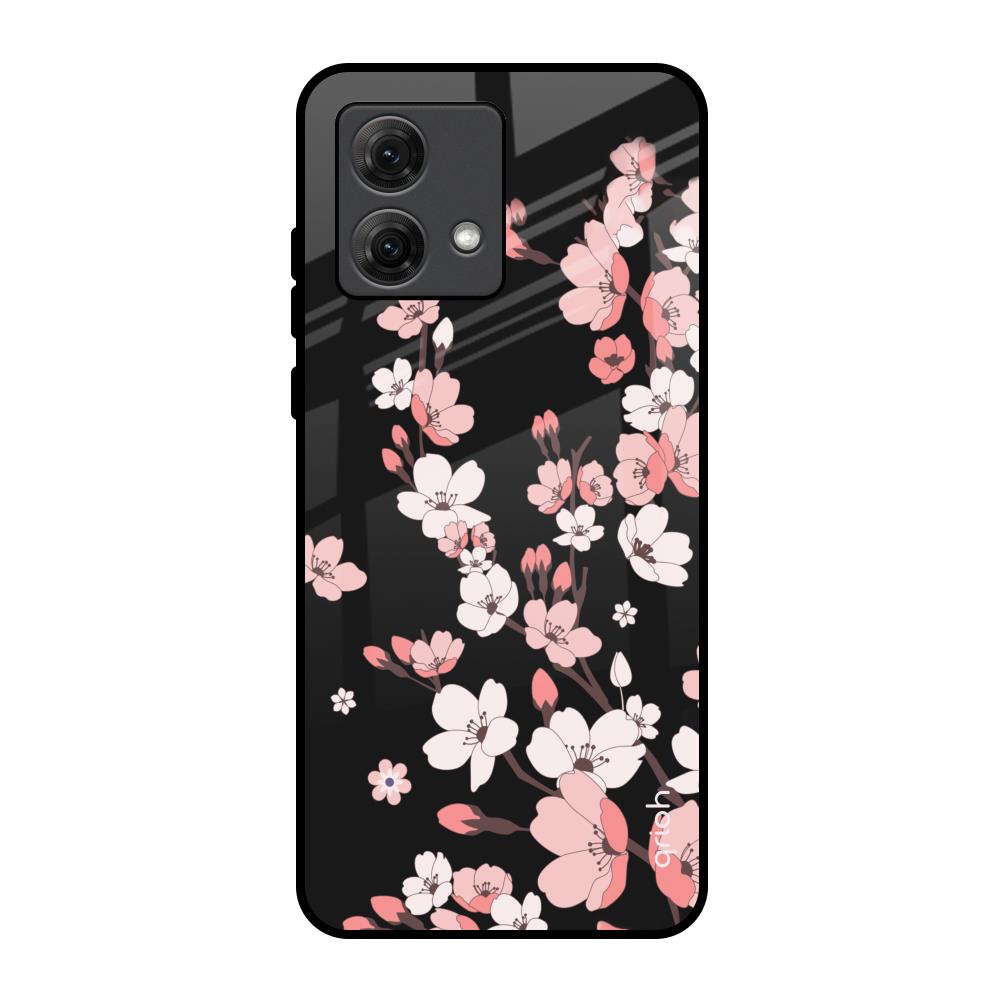 Black Cherry Blossom Motorola G84 5G Glass Back Cover Online