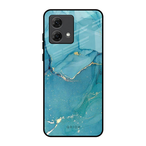Blue Golden Glitter Motorola G84 5G Glass Back Cover Online