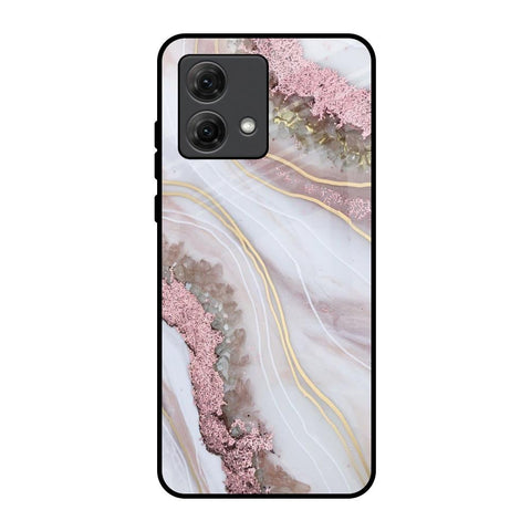 Pink & Gold Gllitter Marble Motorola G84 5G Glass Back Cover Online