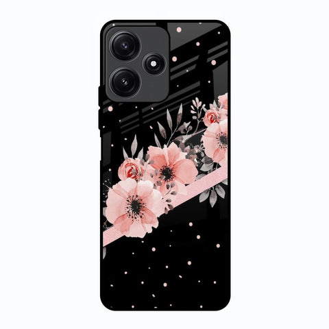 Floral Black Band Poco M6 Pro 5G Glass Back Cover Online