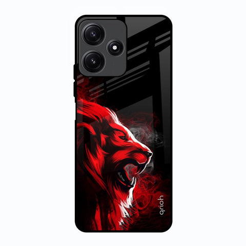 Red Angry Lion Poco M6 Pro 5G Glass Back Cover Online