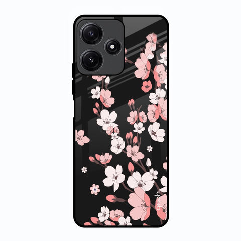Black Cherry Blossom Poco M6 Pro 5G Glass Back Cover Online