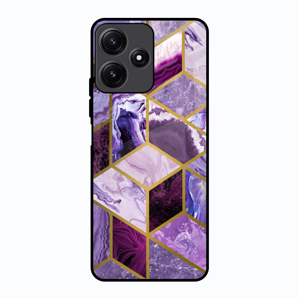 Purple Rhombus Marble Poco M6 Pro 5G Glass Back Cover Online