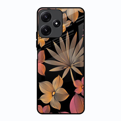 Lines Pattern Flowers Poco M6 Pro 5G Glass Back Cover Online