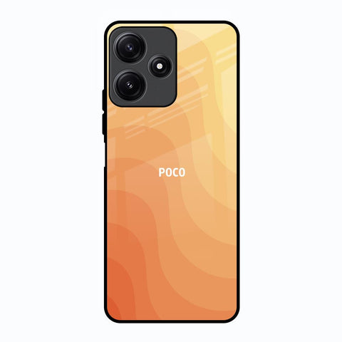 Orange Curve Pattern Poco M6 Pro 5G Glass Back Cover Online