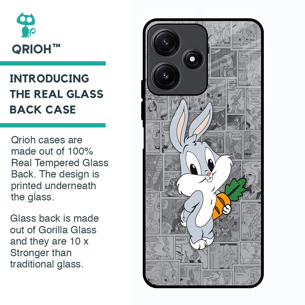 Cute Baby Bunny Glass Case for Poco M6 Pro 5G