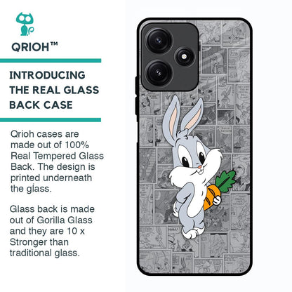 Cute Baby Bunny Glass Case for Poco M6 Pro 5G