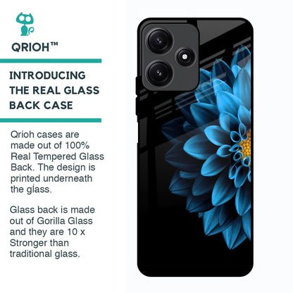 Half Blue Flower Glass Case for Poco M6 Pro 5G