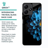 Half Blue Flower Glass Case for Poco M6 Pro 5G