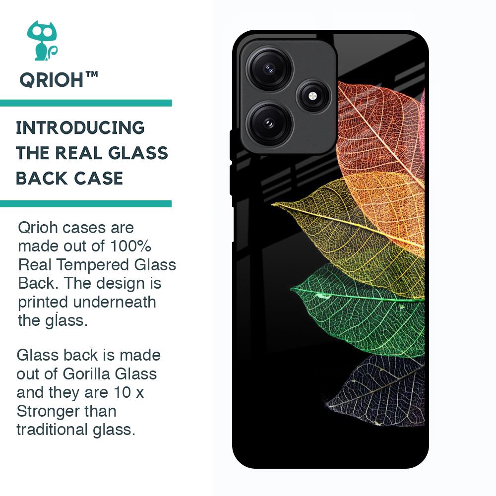 Colorful Leaves Glass Case for Poco M6 Pro 5G