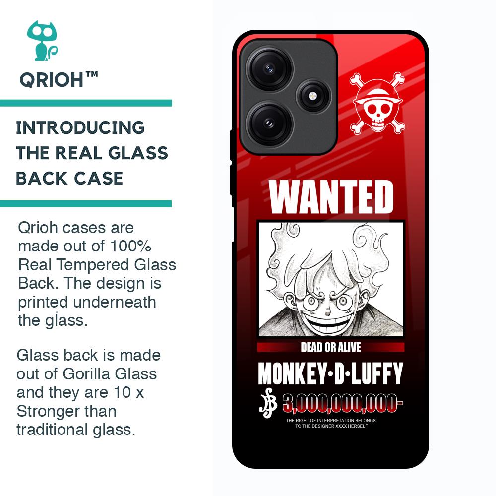 Luffy Wanted Glass Case for Poco M6 Pro 5G