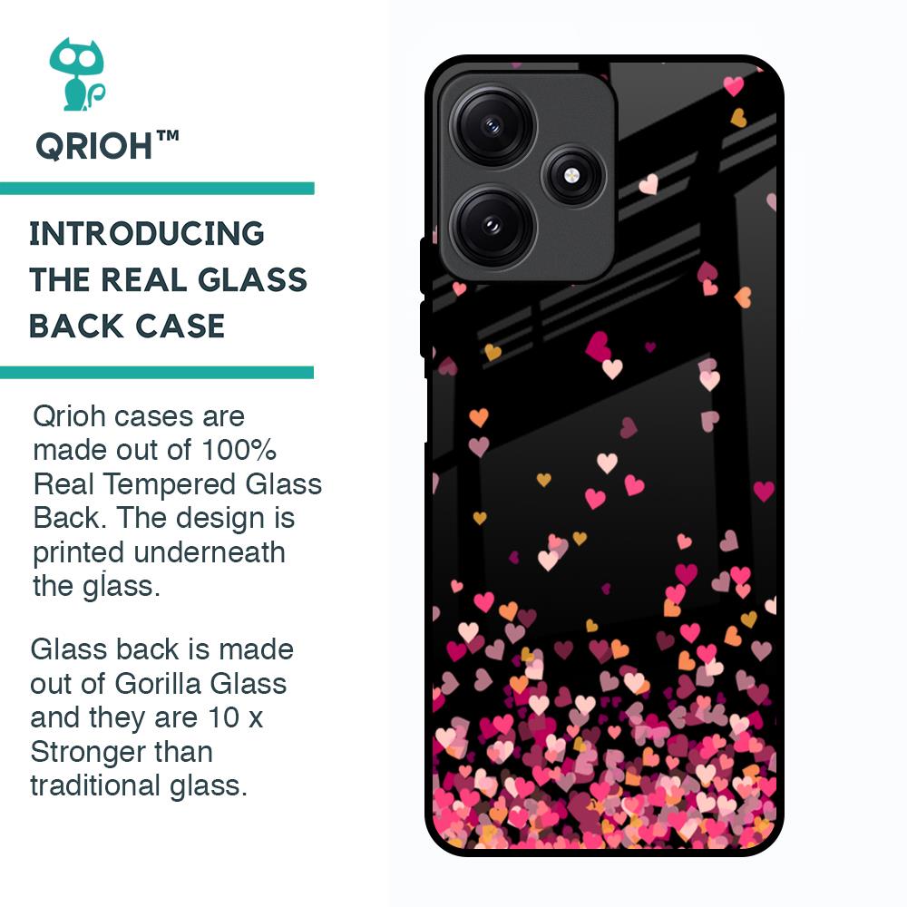 Heart Rain Fall Glass Case For Poco M6 Pro 5G
