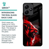 Red Angry Lion Glass Case for Poco M6 Pro 5G