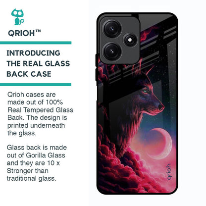 Moon Wolf Glass Case for Poco M6 Pro 5G
