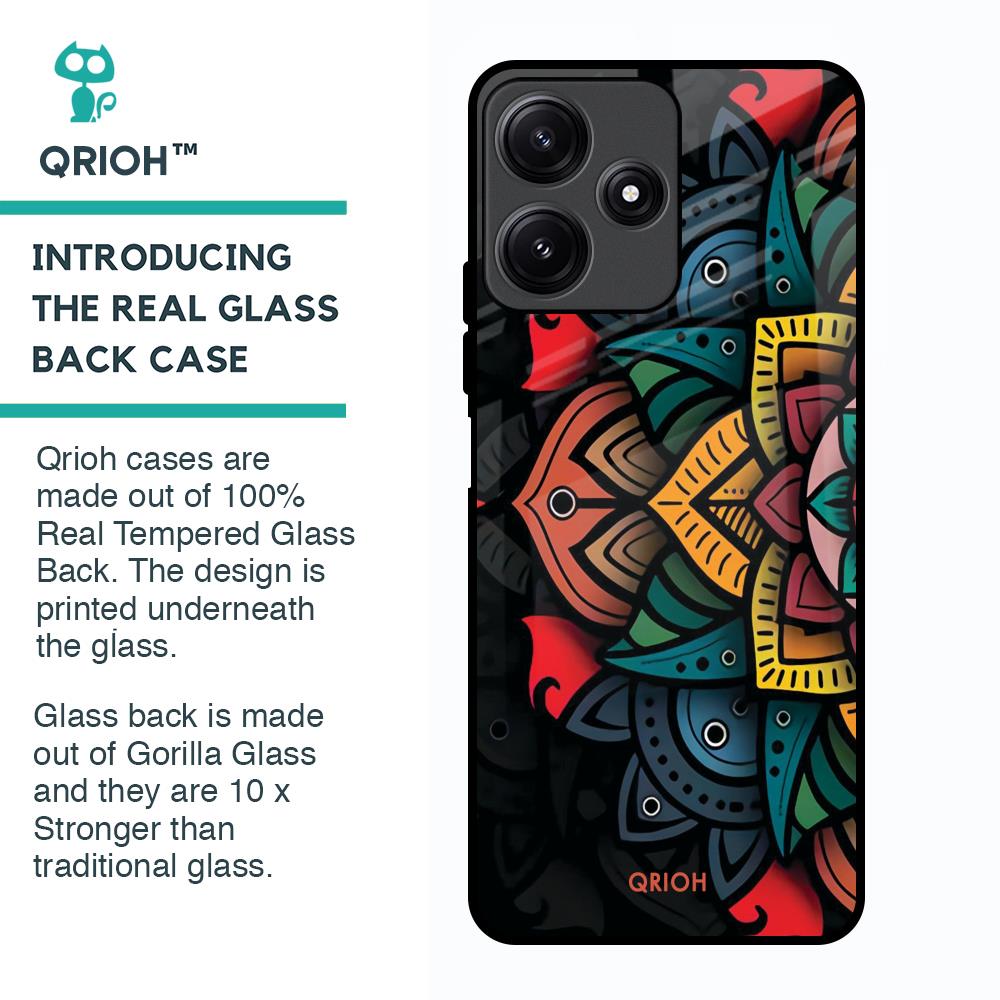 Retro Gorgeous Flower Glass Case for Poco M6 Pro 5G