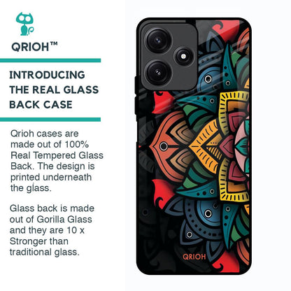 Retro Gorgeous Flower Glass Case for Poco M6 Pro 5G