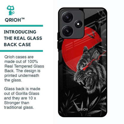 Red Moon Tiger Glass Case for Poco M6 Pro 5G