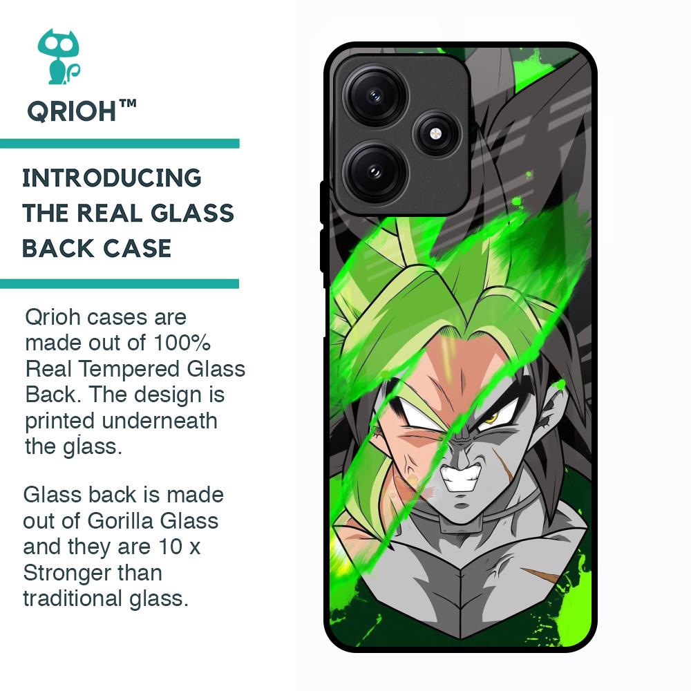 Anime Green Splash Glass Case for Poco M6 Pro 5G