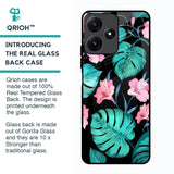 Tropical Leaves & Pink Flowers Glass Case for Poco M6 Pro 5G