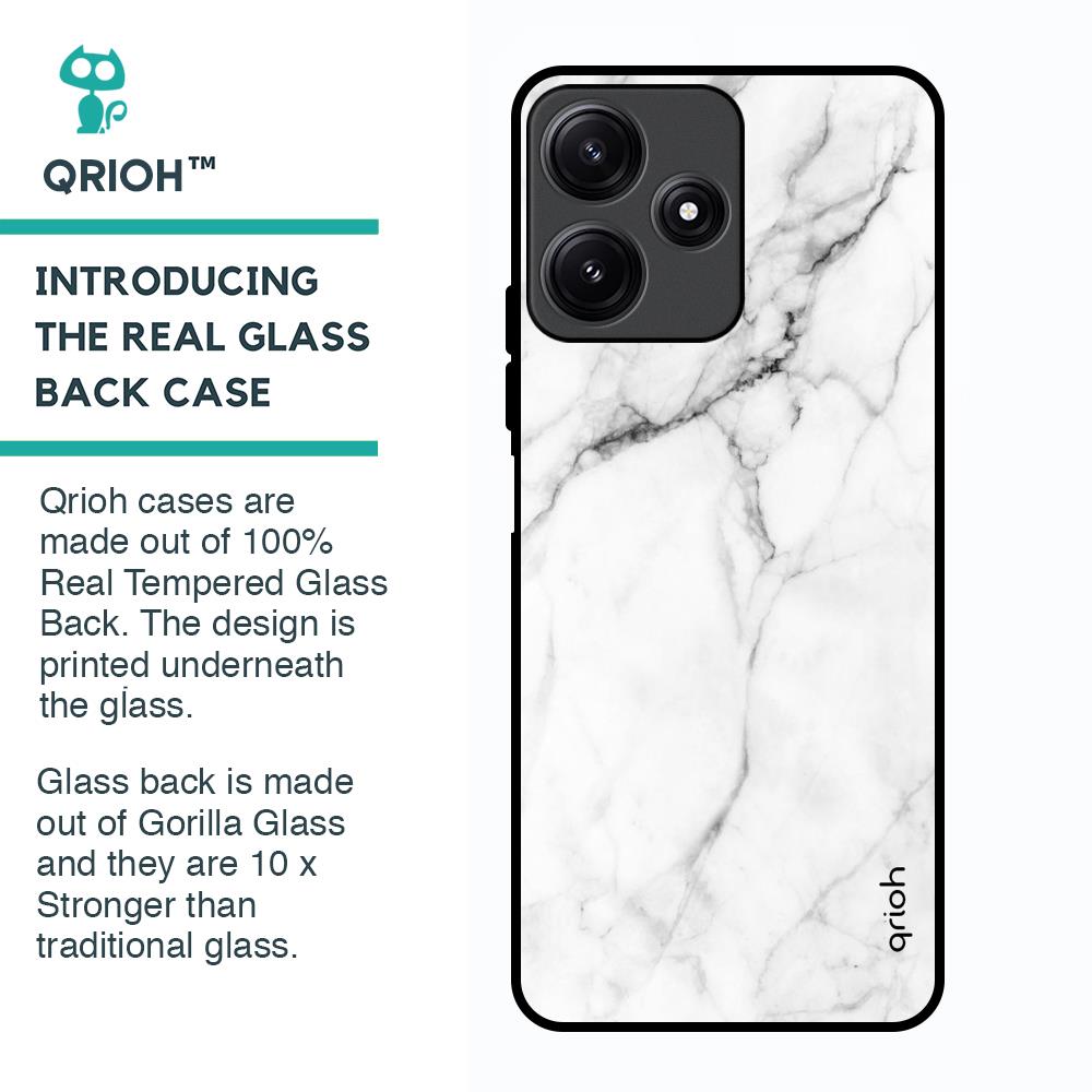 Modern White Marble Glass Case for Poco M6 Pro 5G