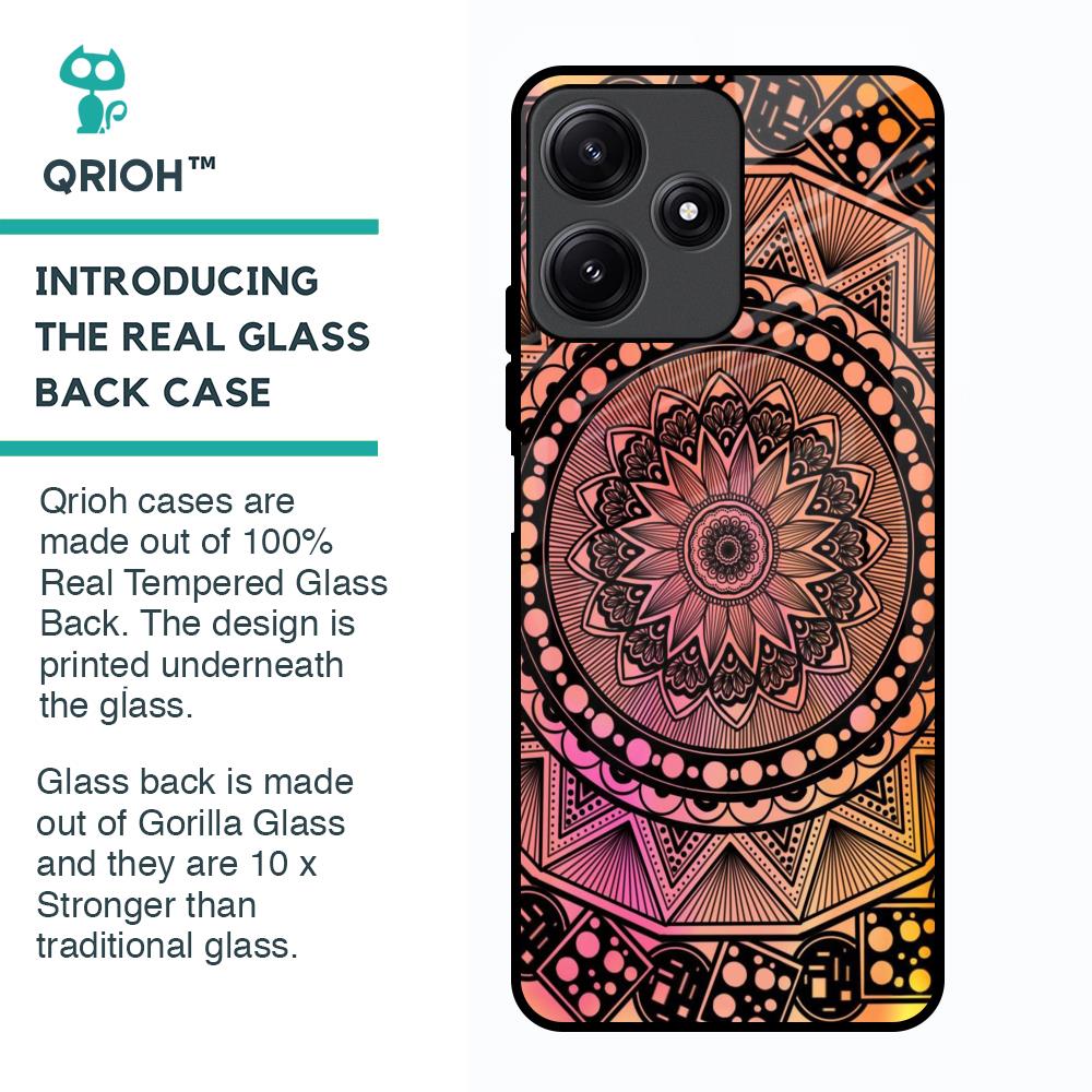 Floral Mandala Glass Case for Poco M6 Pro 5G