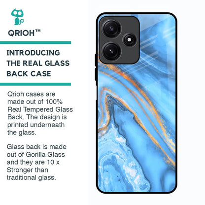 Vibrant Blue Marble Glass Case for Poco M6 Pro 5G