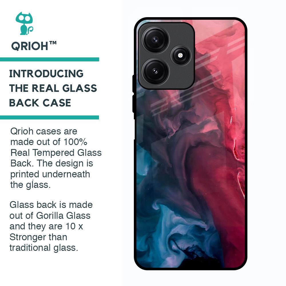 Blue & Red Smoke Glass Case for Poco M6 Pro 5G