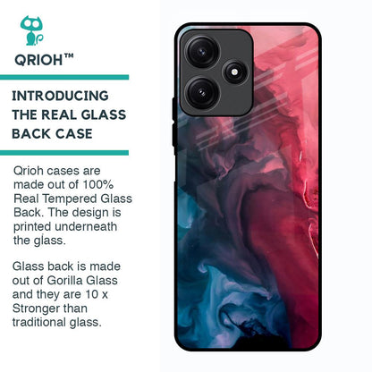 Blue & Red Smoke Glass Case for Poco M6 Pro 5G