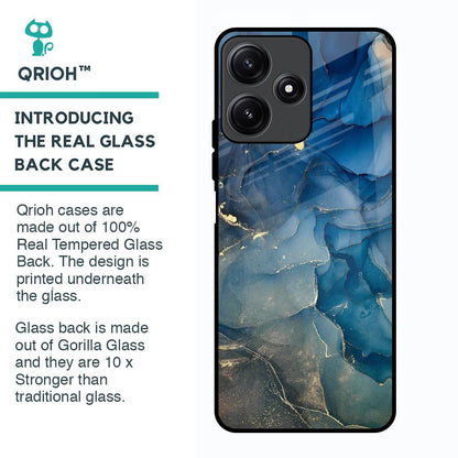 Blue Cool Marble Glass Case for Poco M6 Pro 5G