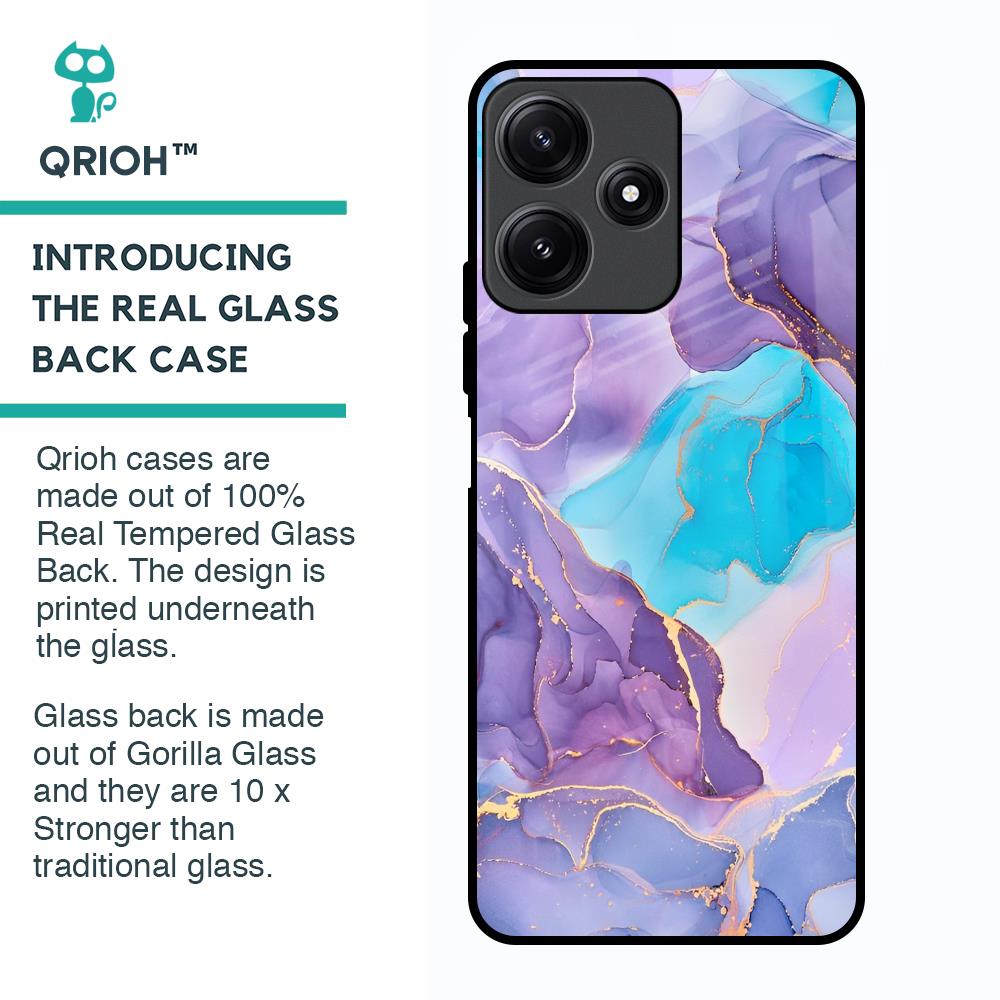 Alcohol ink Marble Glass Case for Poco M6 Pro 5G