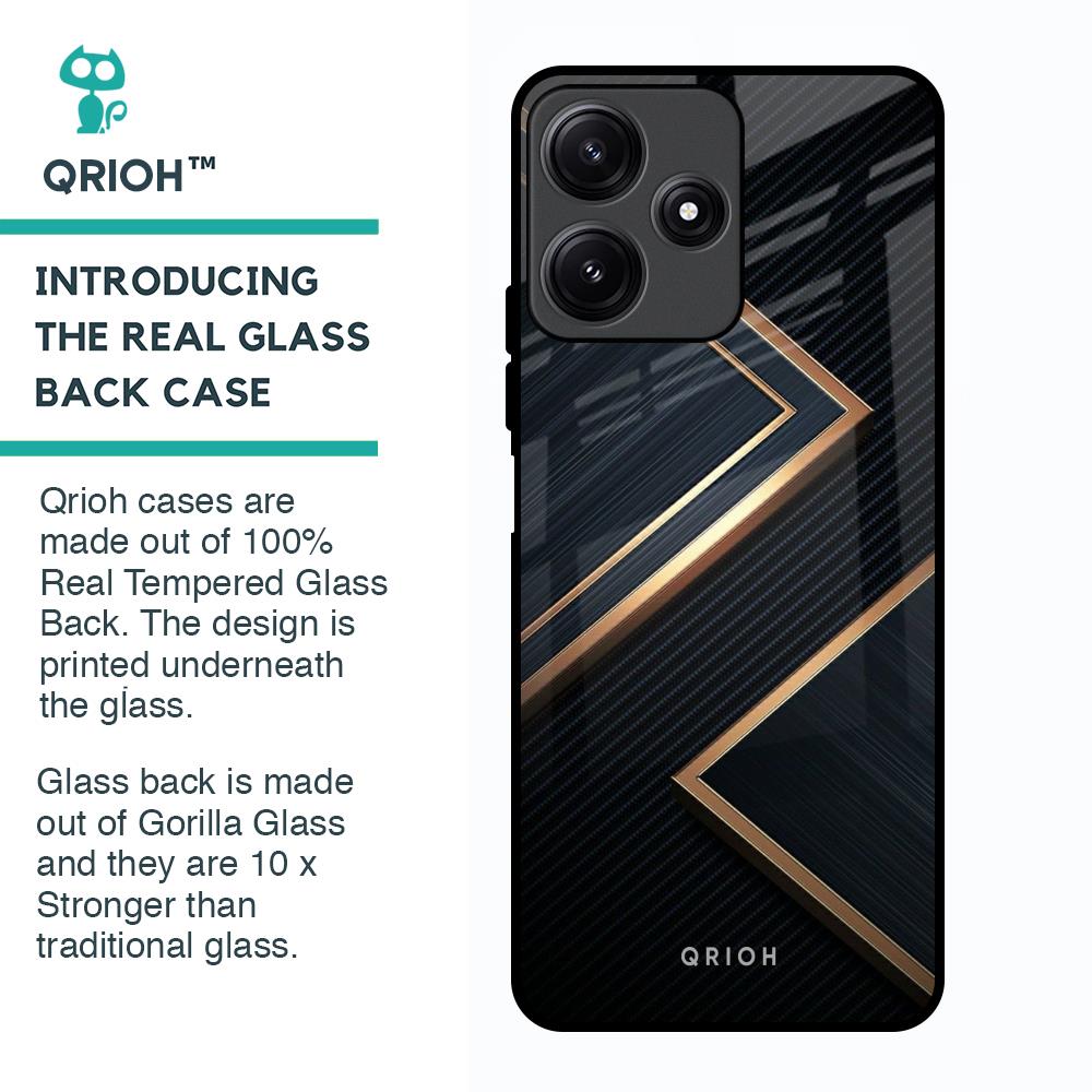 Sleek Golden & Navy Glass Case for Poco M6 Pro 5G