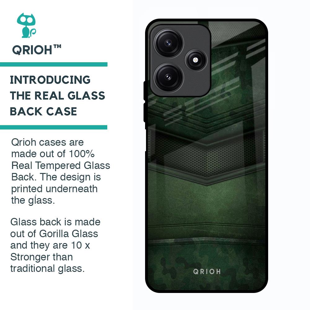 Green Leather Glass Case for Poco M6 Pro 5G