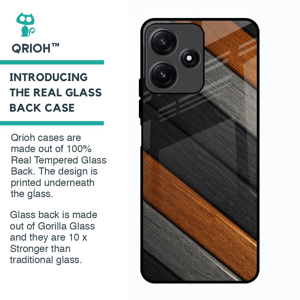 Tri Color Wood Glass Case for Poco M6 Pro 5G