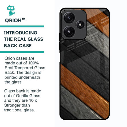 Tri Color Wood Glass Case for Poco M6 Pro 5G
