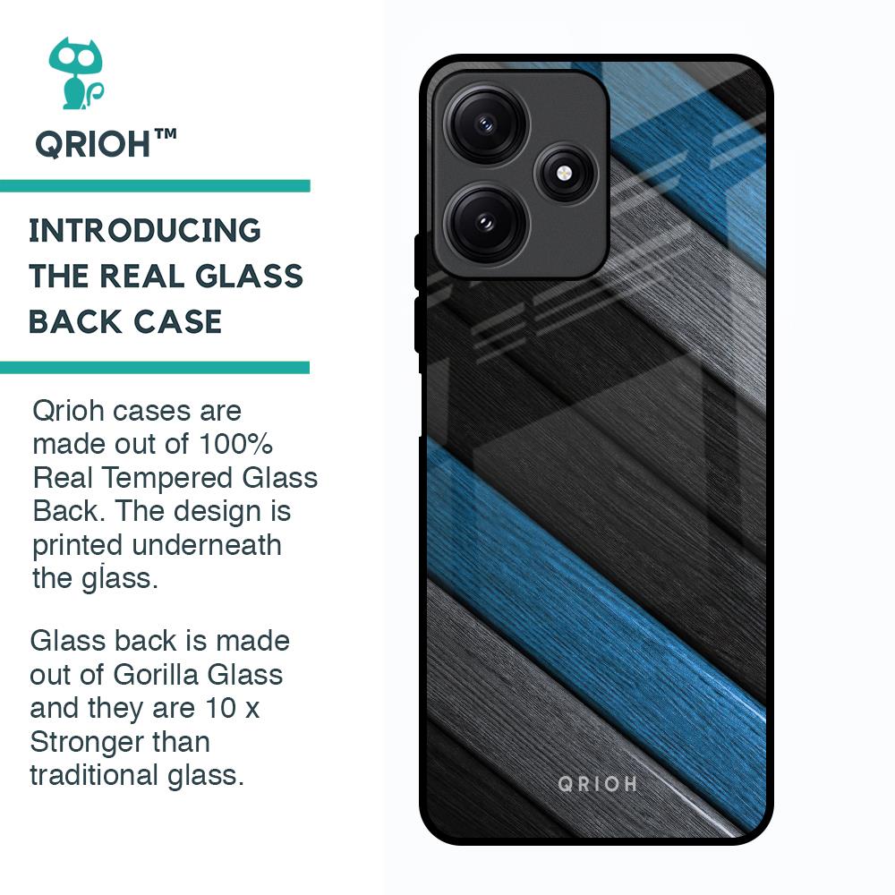 Multicolor Wooden Effect Glass Case for Poco M6 Pro 5G