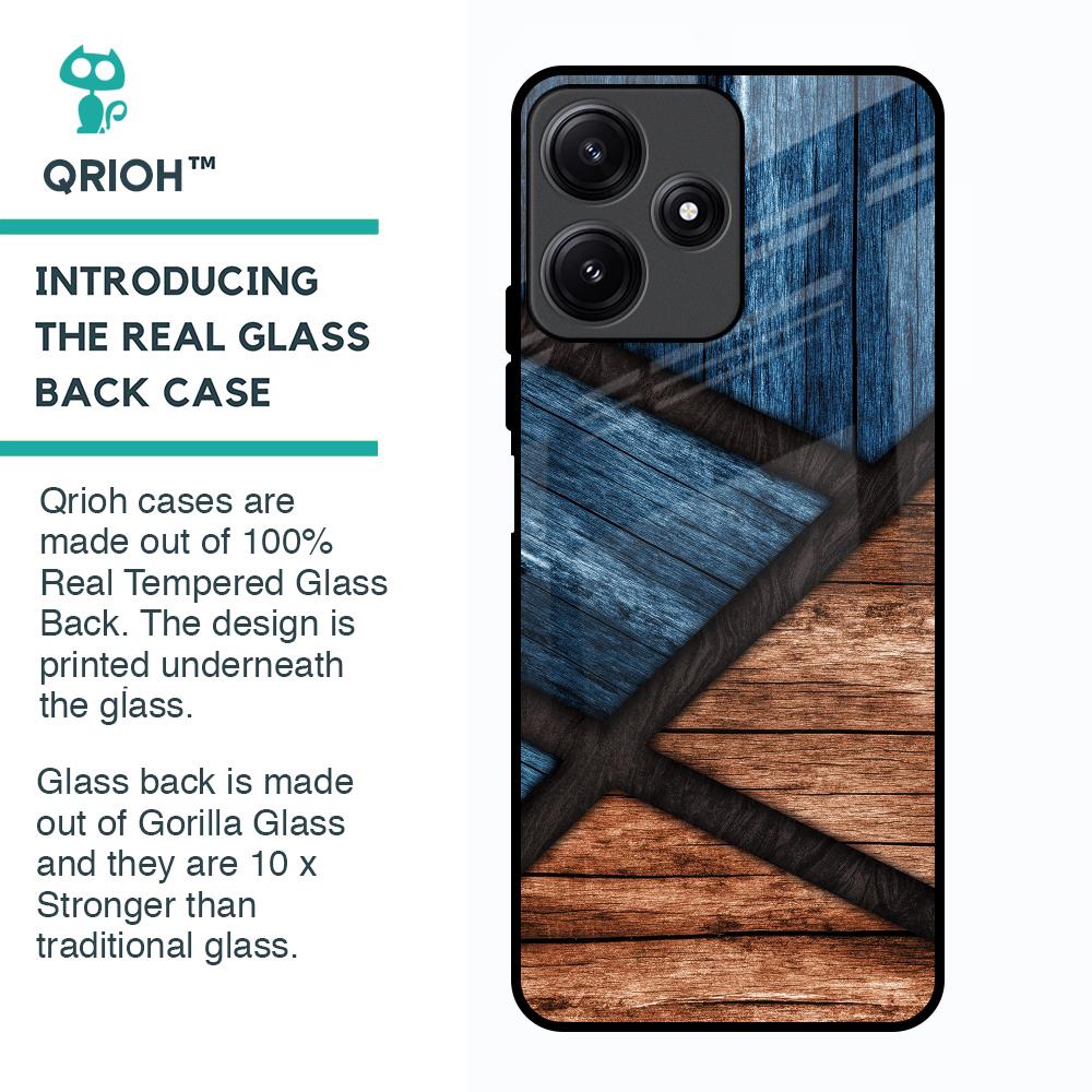 Wooden Tiles Glass Case for Poco M6 Pro 5G