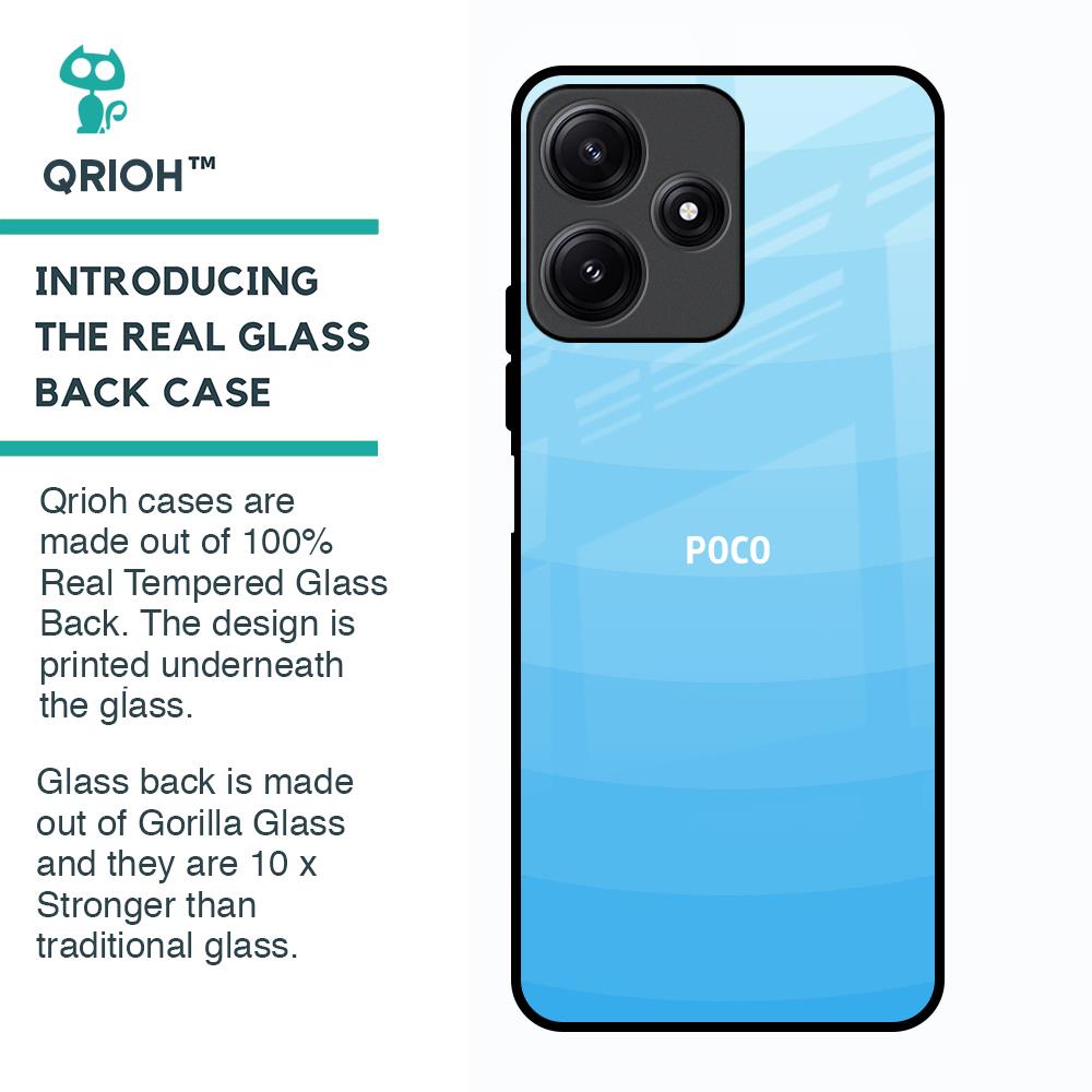 Wavy Blue Pattern Glass Case for Poco M6 Pro 5G