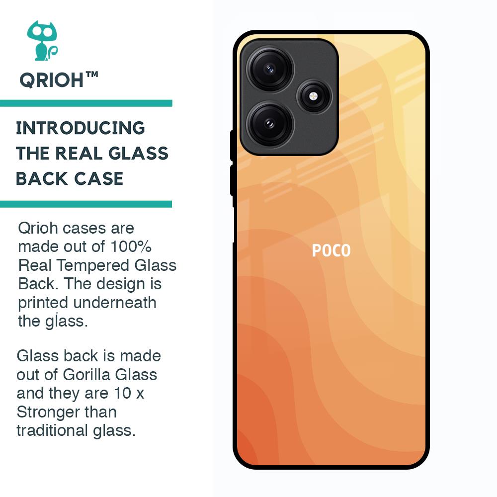 Orange Curve Pattern Glass Case for Poco M6 Pro 5G
